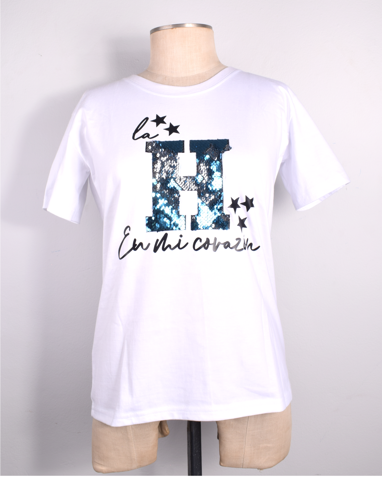 La H en mi Corazón Camiseta Mujer Lentejuela Reversibley