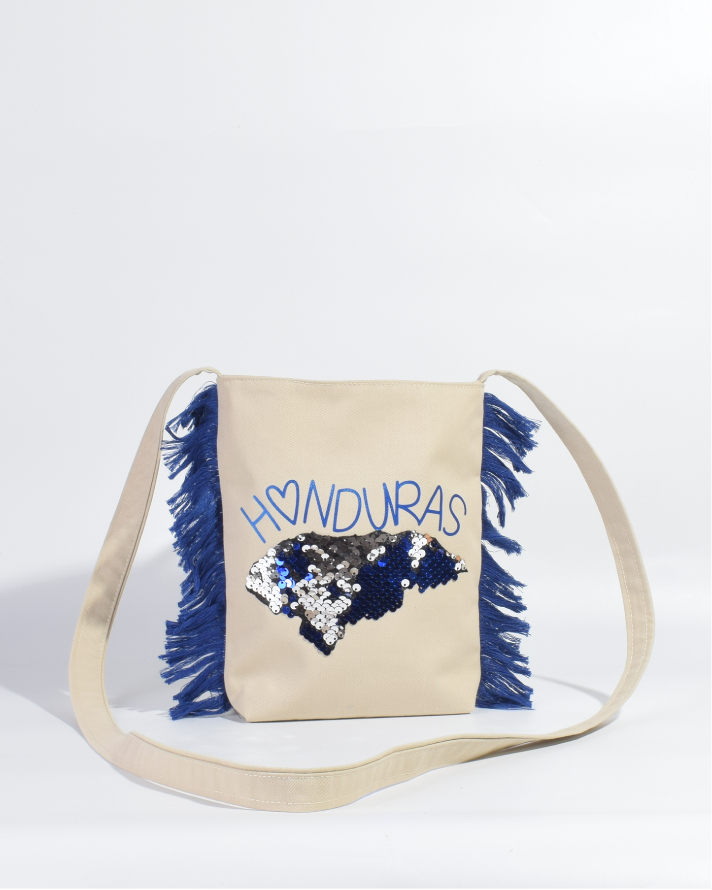 Bolso Indigo Honduras Corazón Mapa Lentejuelas