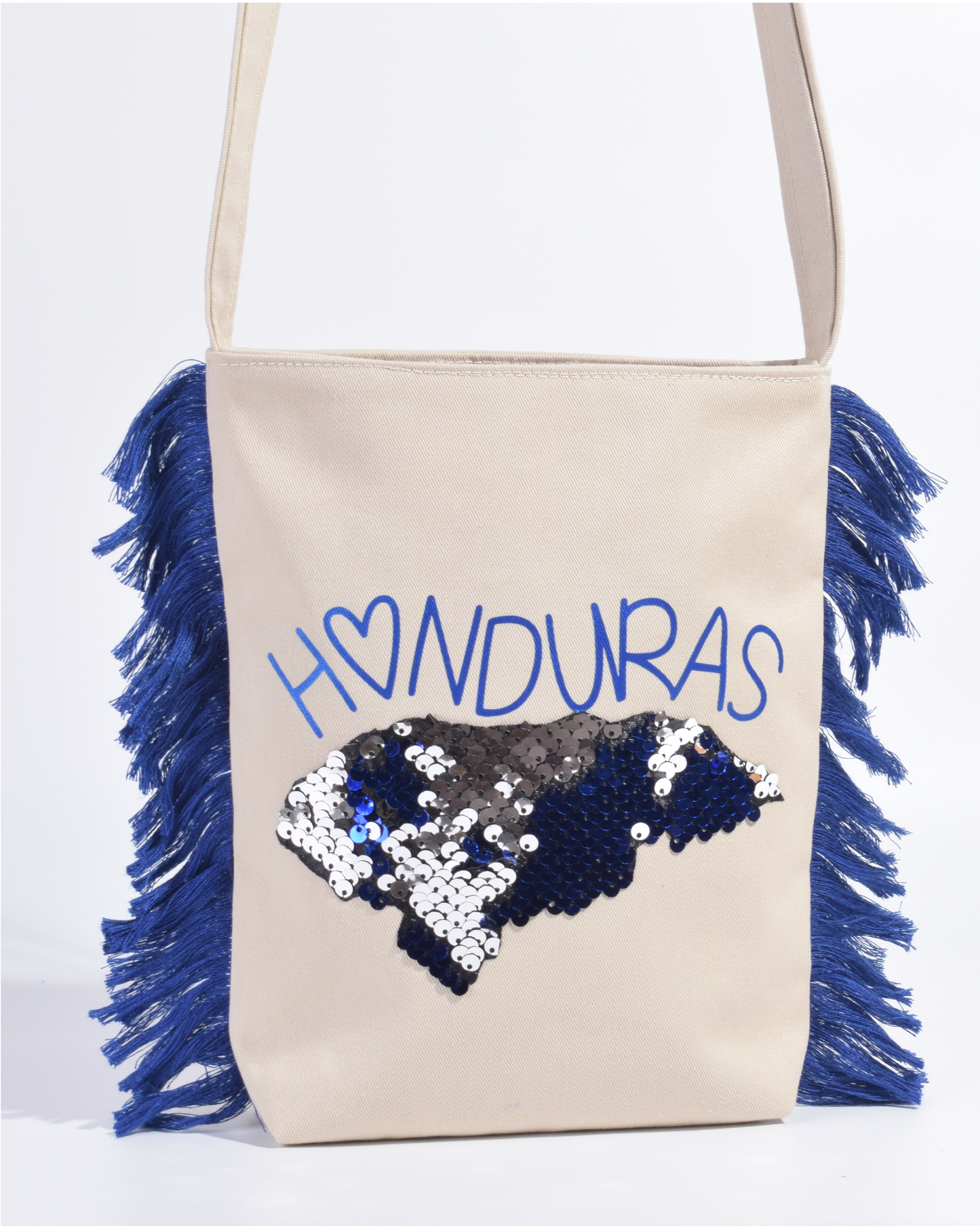Bolso Indigo Honduras Corazón Mapa Lentejuelas