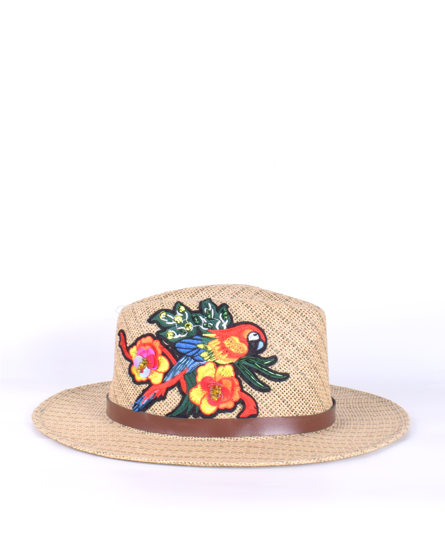 Sombrero Guacamaya Bordada Fibra Natural
