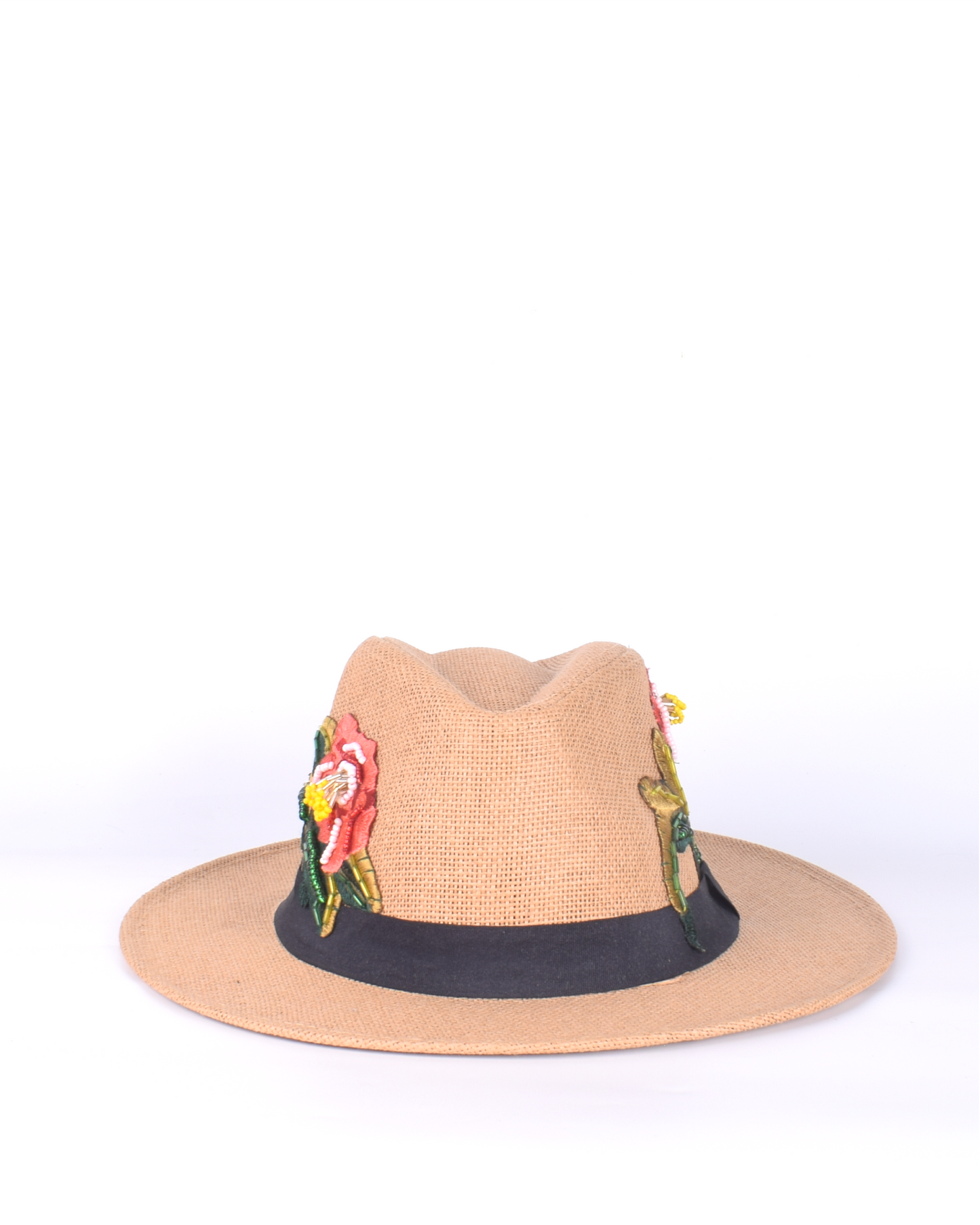 Sombrero Bordado Flores Piedras y Lentejuelas
