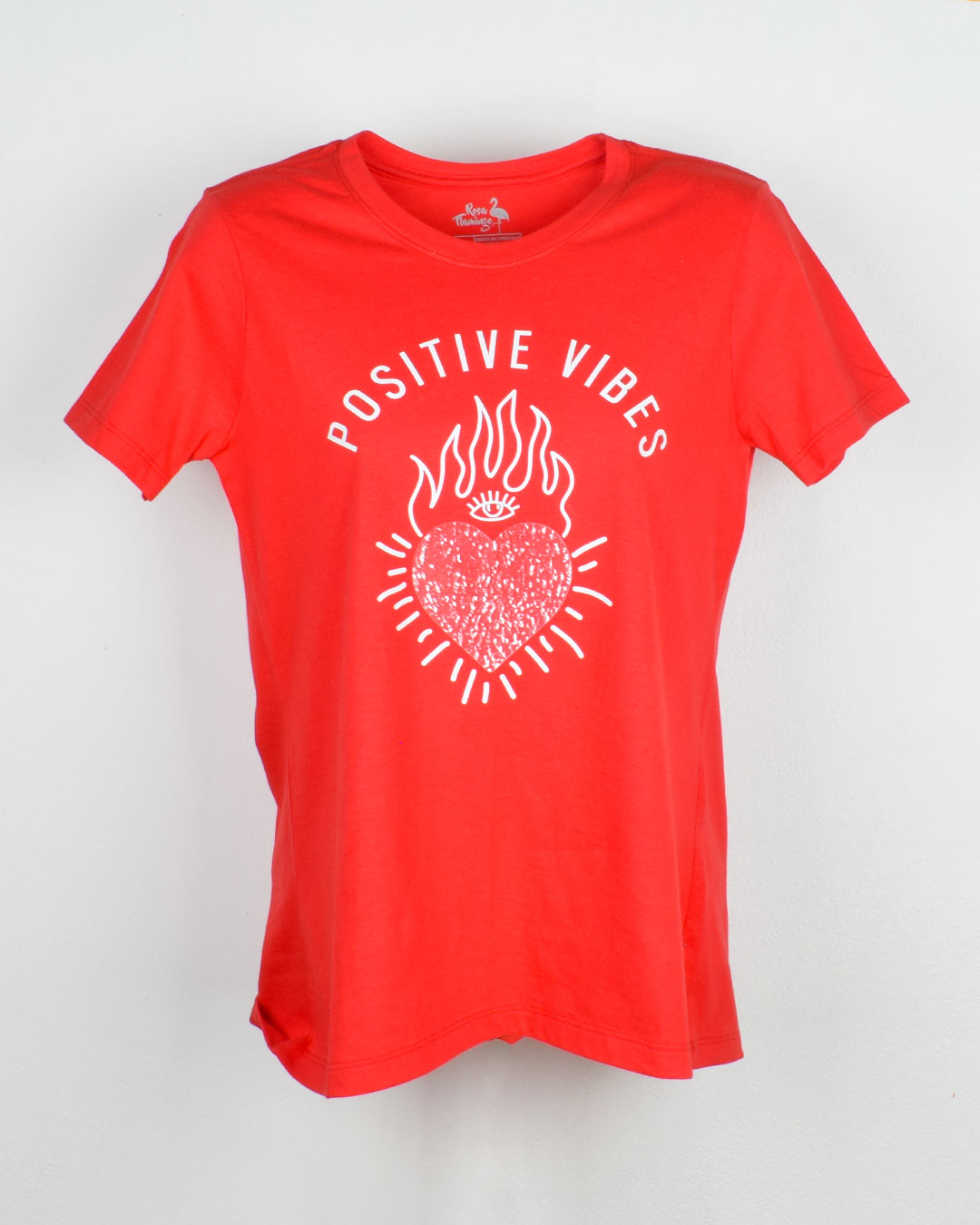 Positive vibe camiseta corazón mujer
