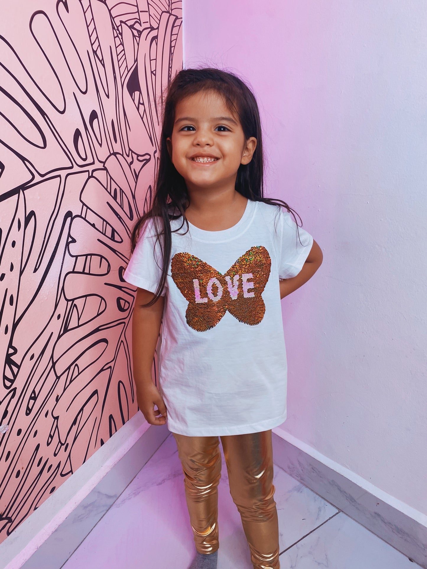 Mariposa Lentejuelas Reversibles Niñas Camiseta