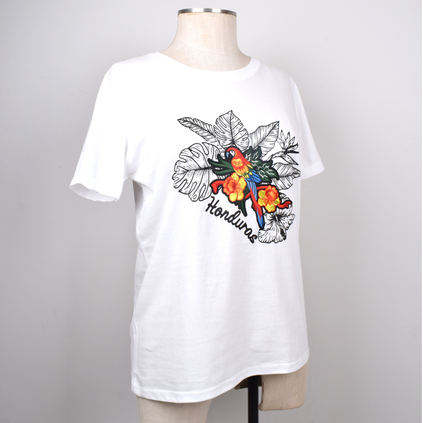 Guacamaya Tropical Bordada Honduras Camiseta Mujer