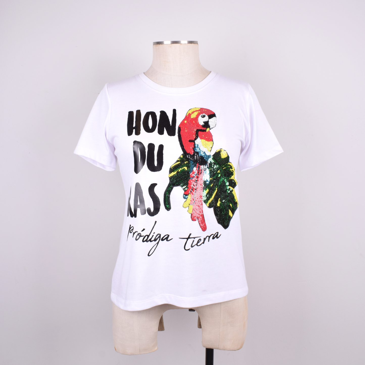 Pródiga Tierra Guacamaya Lentejuelas Camiseta Mujer