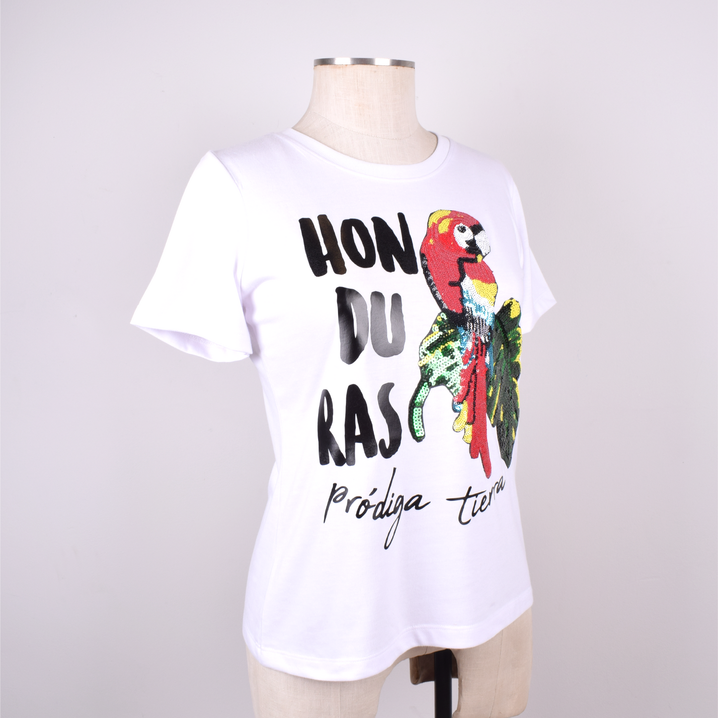 Pródiga Tierra Guacamaya Lentejuelas Camiseta Mujer