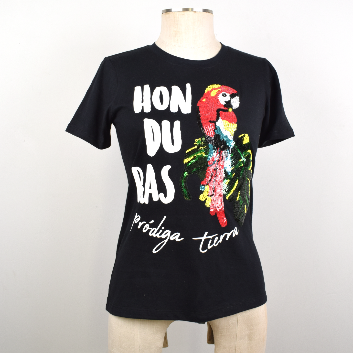 Pródiga Tierra Guacamaya Lentejuelas Camiseta Mujer