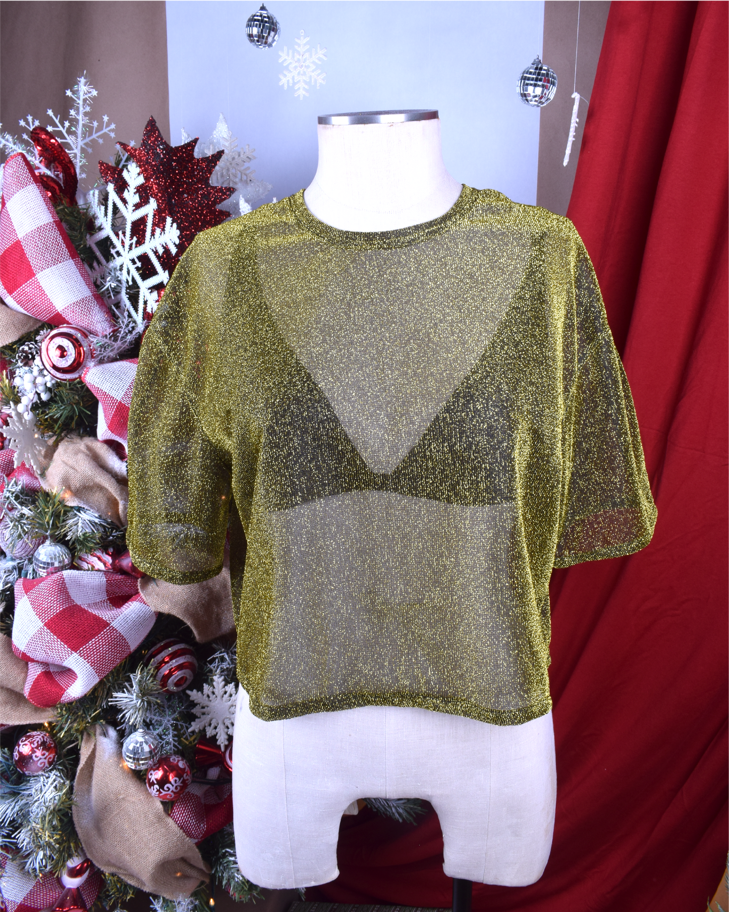 Camisa Zamba Brillante Cuello Redondo Mujer