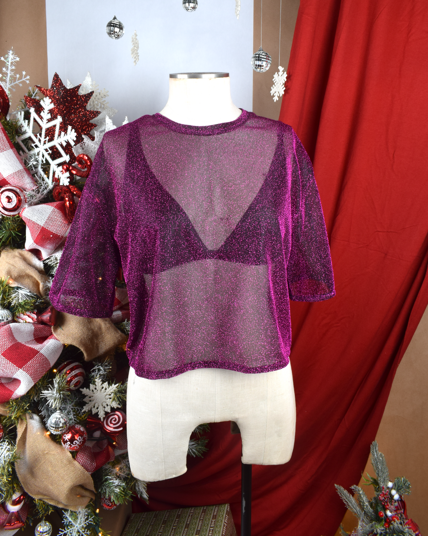 Camisa Zamba Brillante Cuello Redondo Mujer