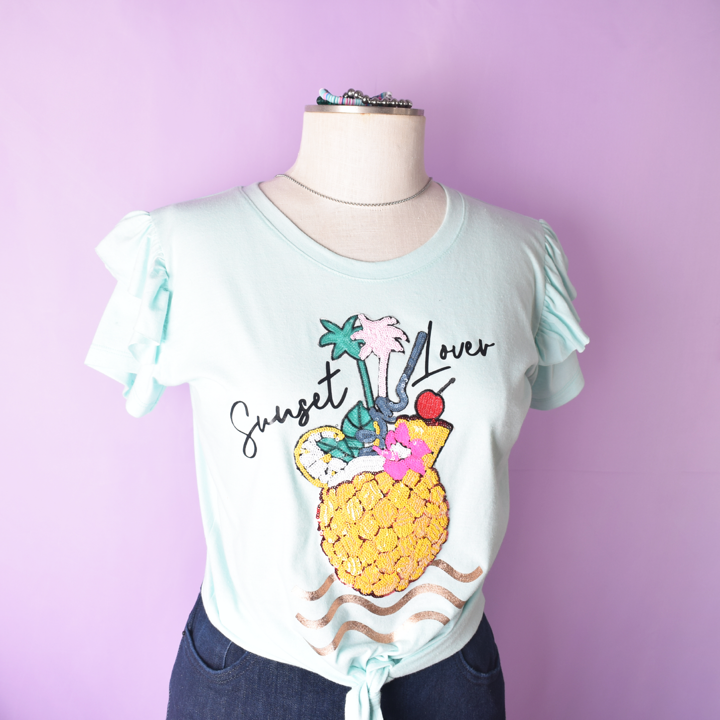 Sunset Lover Pineapple Knot Crop Top