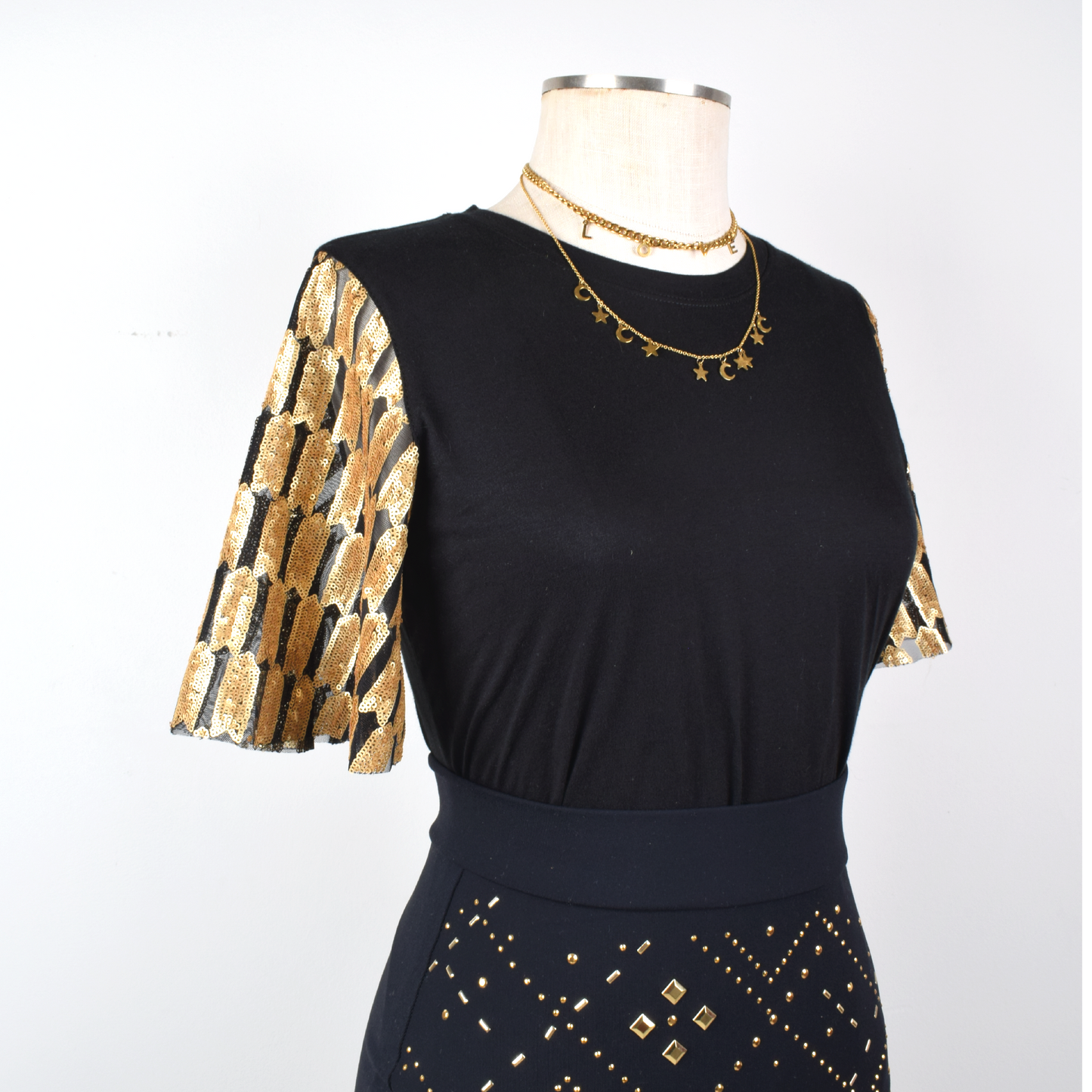 Camiseta Mangas Campana Lentejuelas