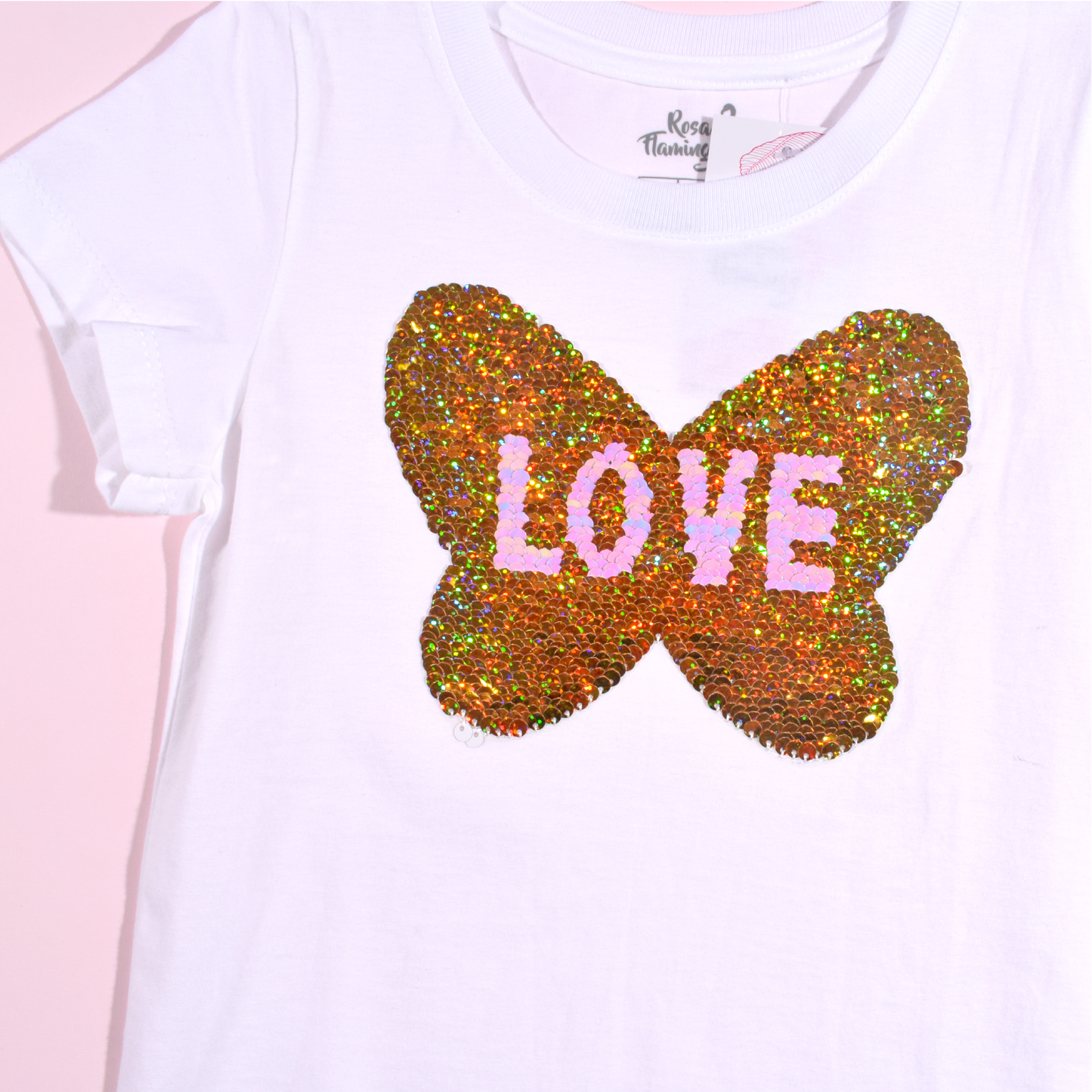 Mariposa Lentejuelas Reversibles Niñas Camiseta