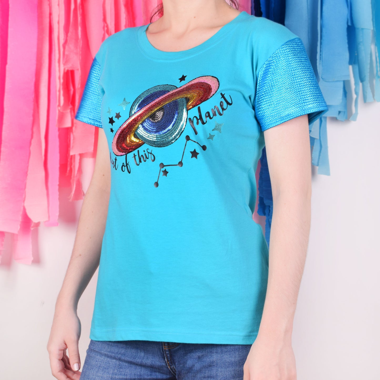 Out of This Planet Lentejuelas T-shirt Mujer