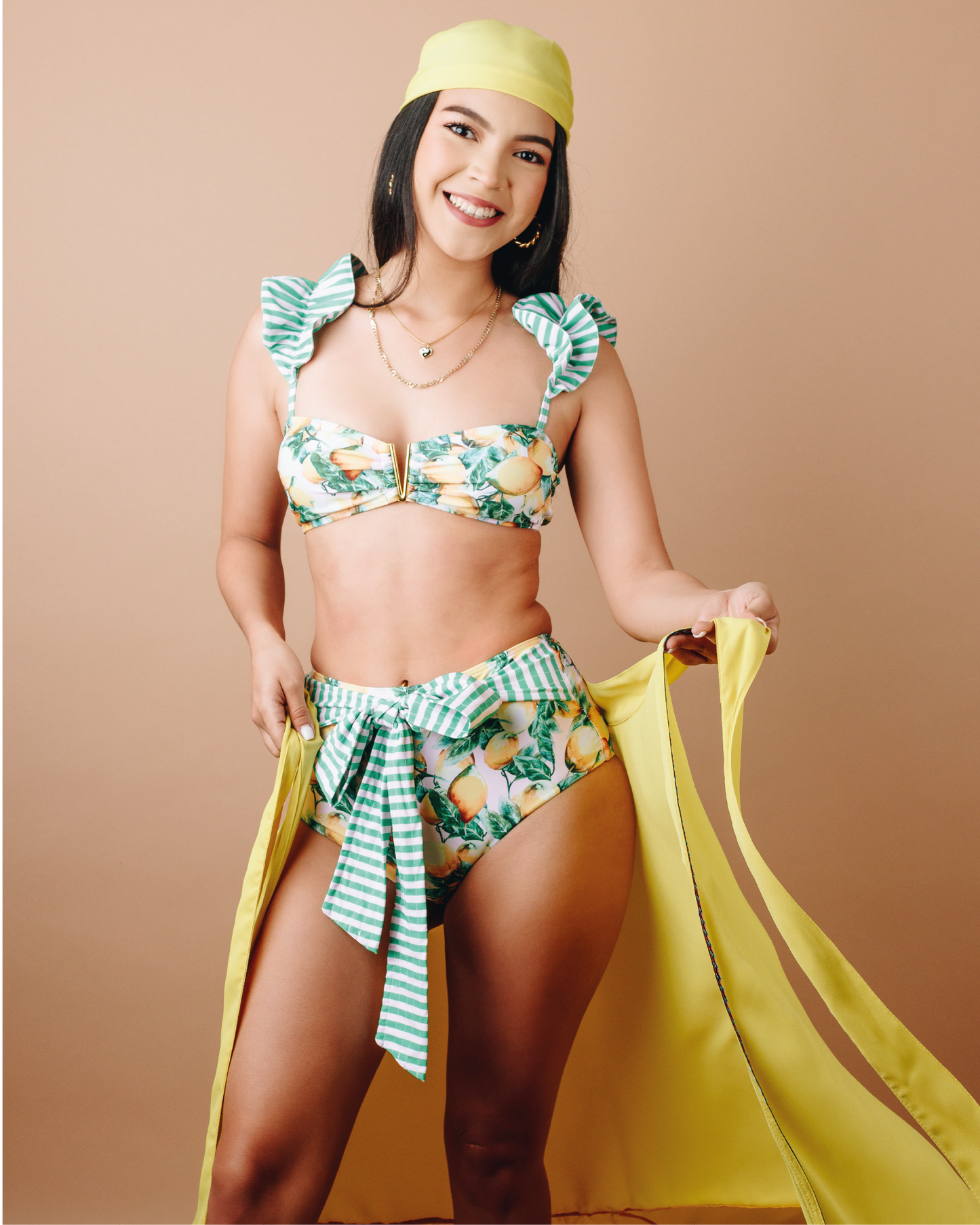 Estampado Limones Traje de baño dos piezas