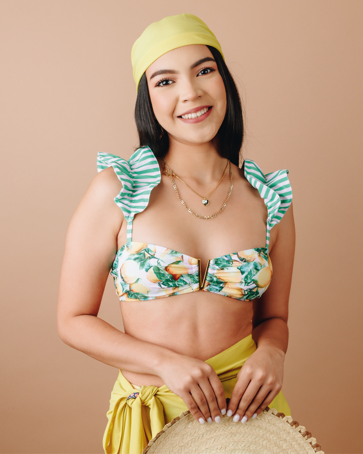 Estampado Limones Traje de baño dos piezas