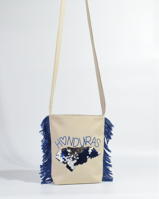 Bolso Indigo Honduras Corazón Mapa Lentejuelas