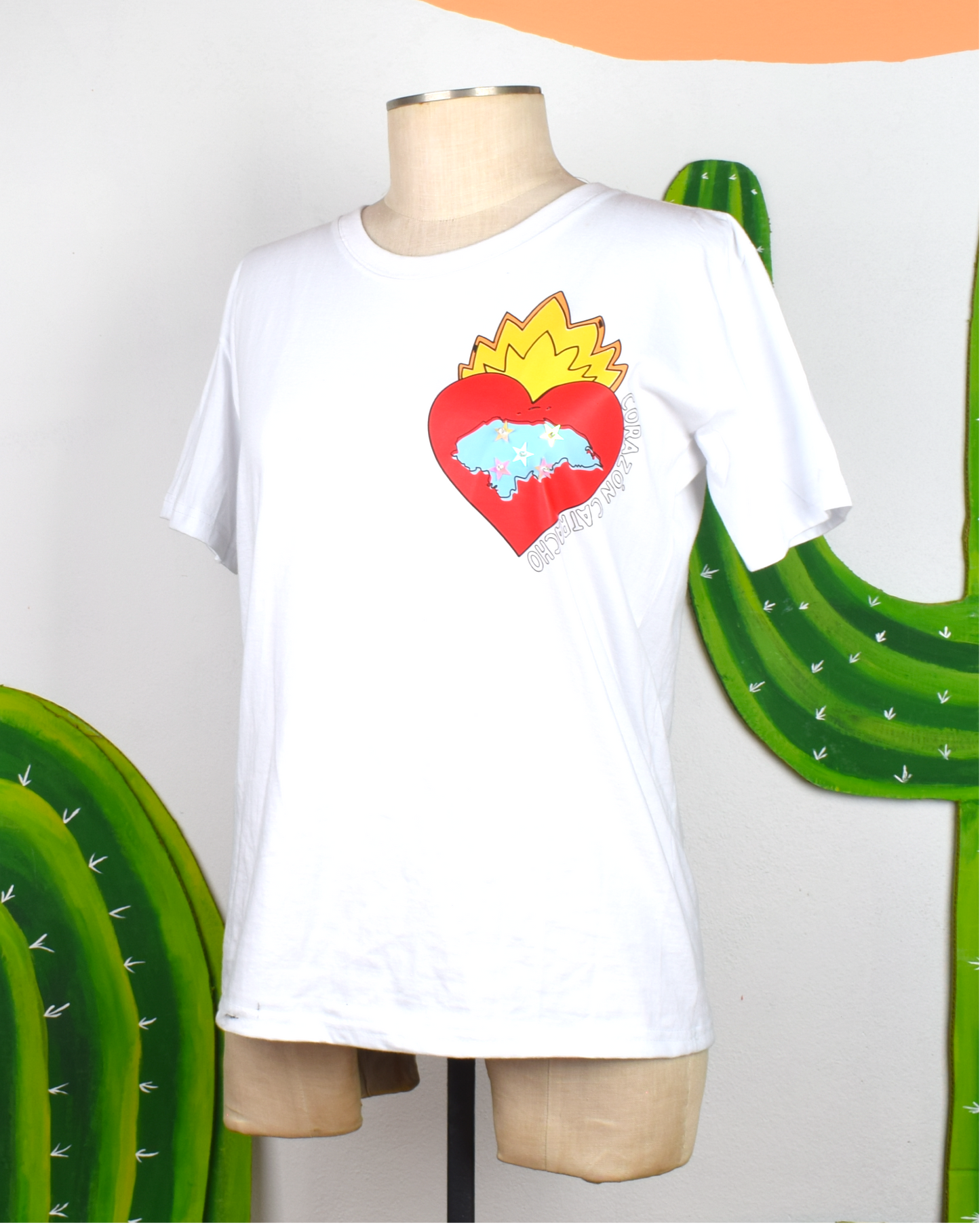 Corazón Catracho Camiseta Mujer Estrellas Lentejuelas