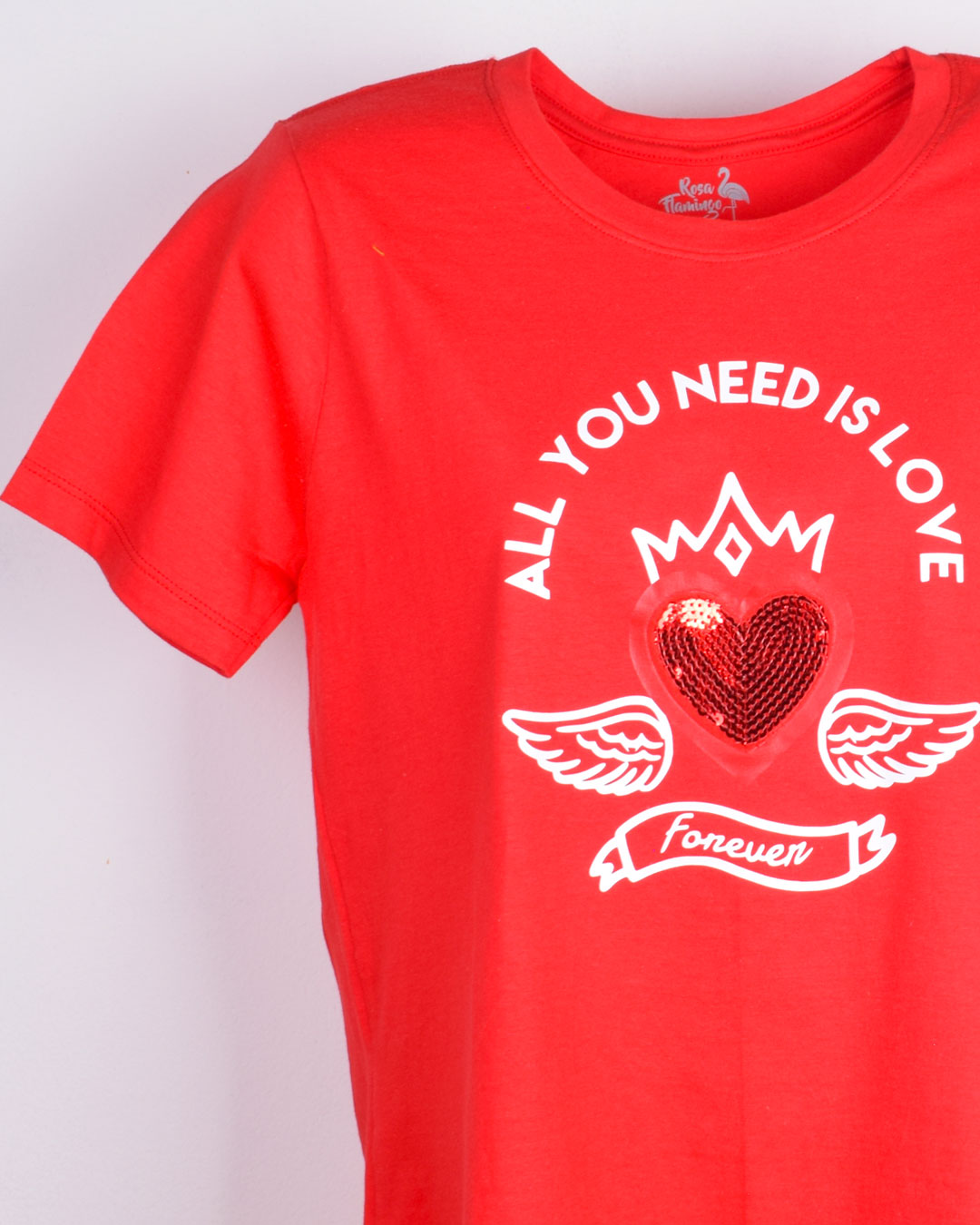 All you need is love camiseta corazón lentejuelas