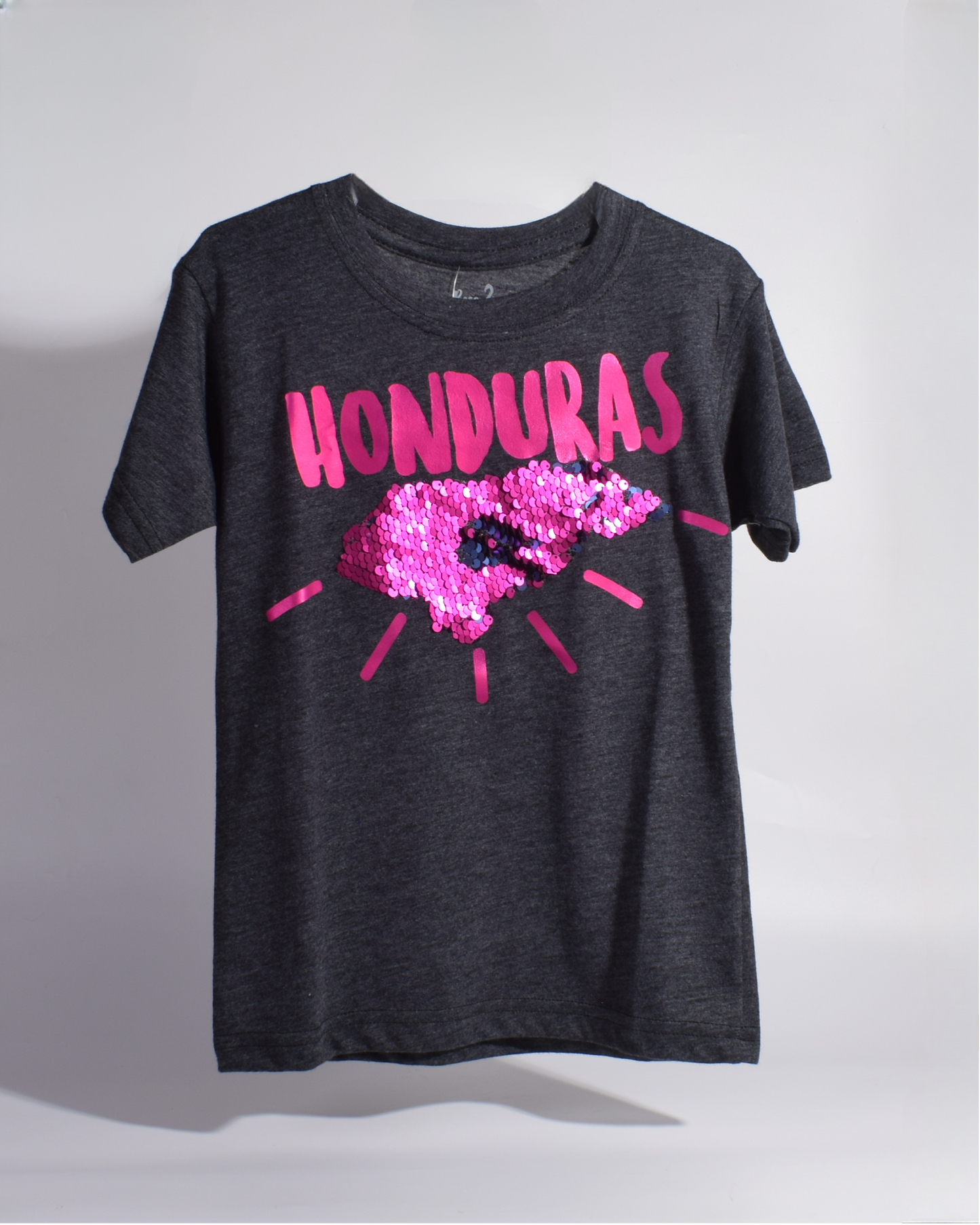 Honduras Pink Mapa Lentejuelas Reversibles Camiseta Niñas
