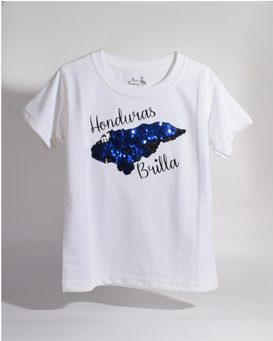 Honduras Brilla Mapa Lentejuela Reversible Camiseta Niñas