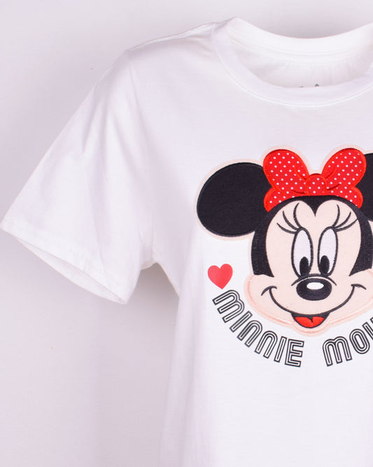 Minnie Bordada Camiseta Mujer