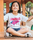Honduras Pink Mapa Lentejuelas Reversibles Camiseta Niñas