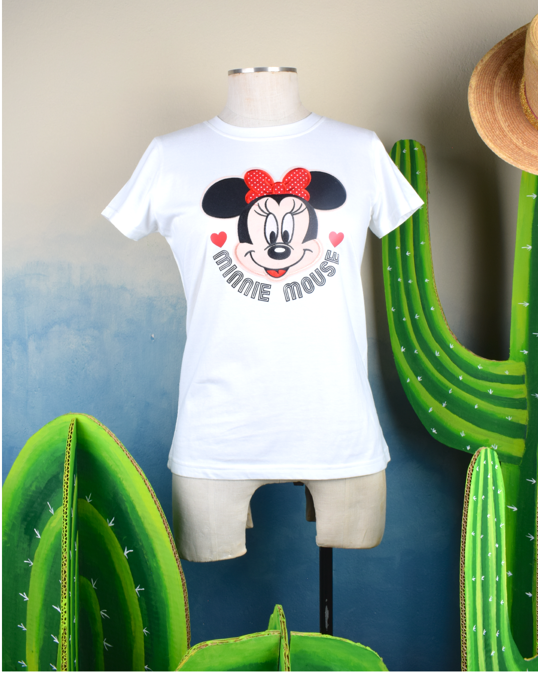 Minnie Bordada Camiseta Mujer