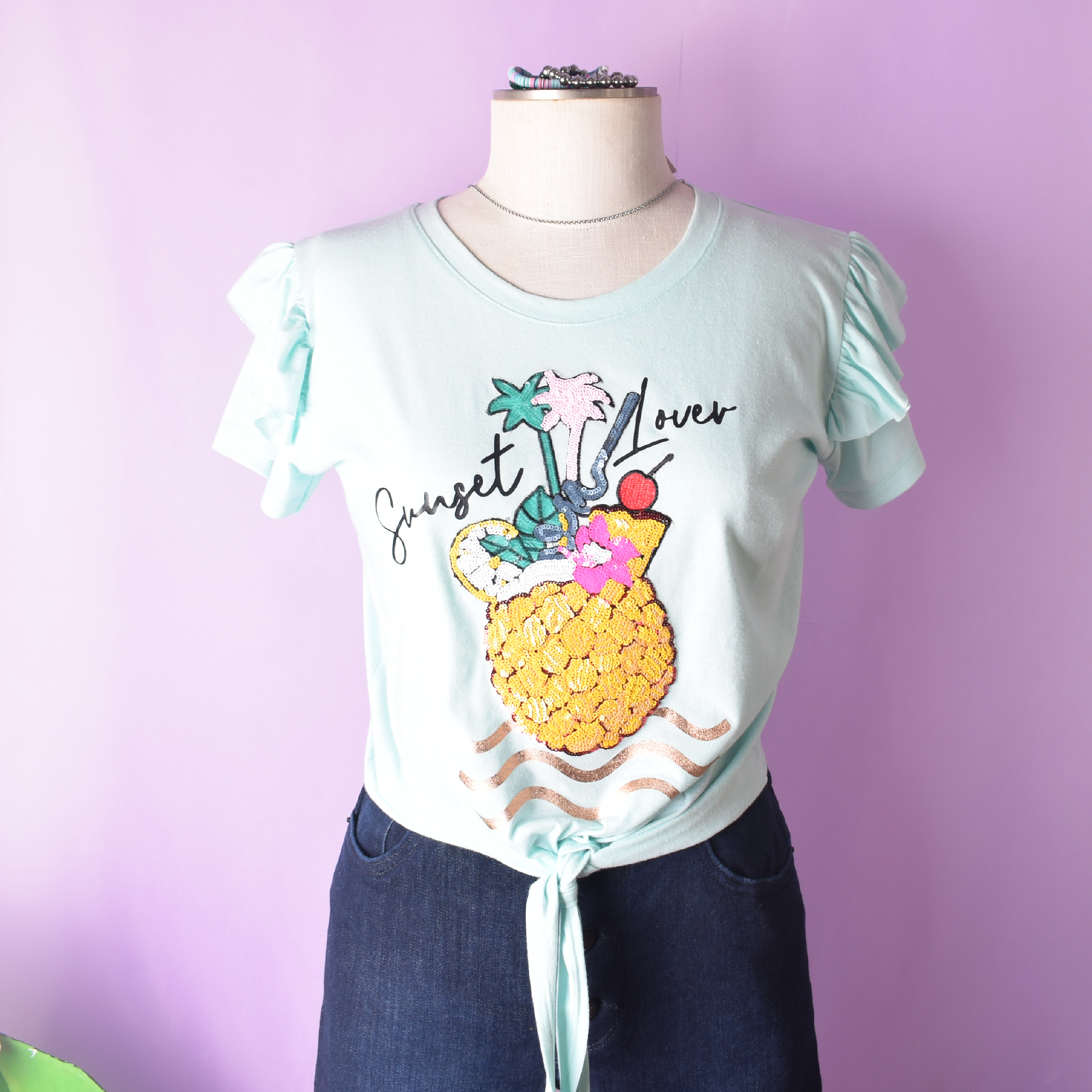 Sunset Lover Pineapple Knot Crop Top