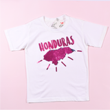 Honduras Pink Mapa Lentejuelas Reversibles Camiseta Niñas