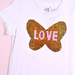 Mariposa Lentejuelas Reversibles Niñas Camiseta