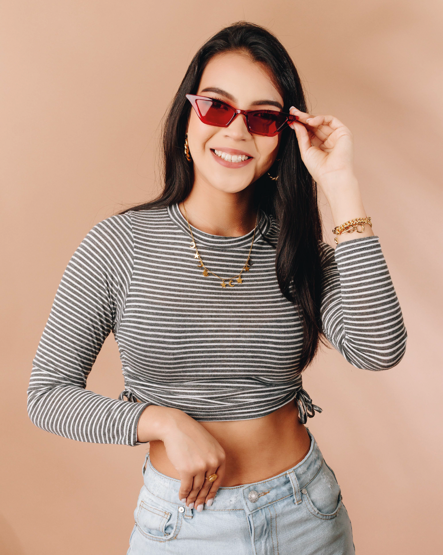 Top Rebeka Manga Larga Crop Top