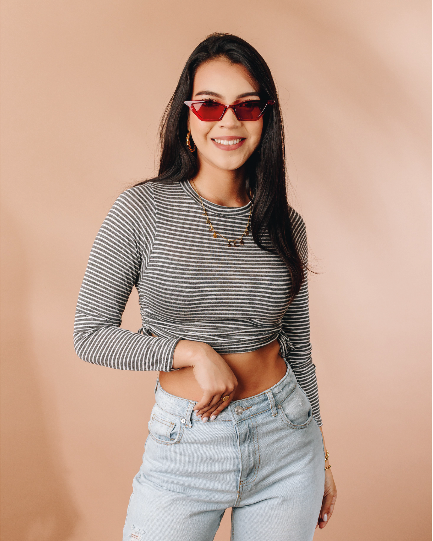 Top Rebeka Manga Larga Crop Top