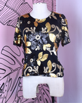 Camisa Flores Lentejuelas Doradas