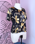Camisa Flores Lentejuelas Doradas