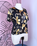 Camisa Flores Lentejuelas Doradas