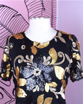 Camisa Flores Lentejuelas Doradas