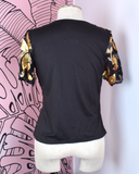 Camisa Flores Lentejuelas Doradas